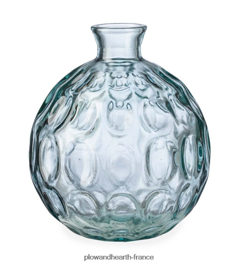 Vase rond en verre alvéolé recyclé dune, 7,5 h - bleu Plow & Hearth 8642F62422 articles ménagers