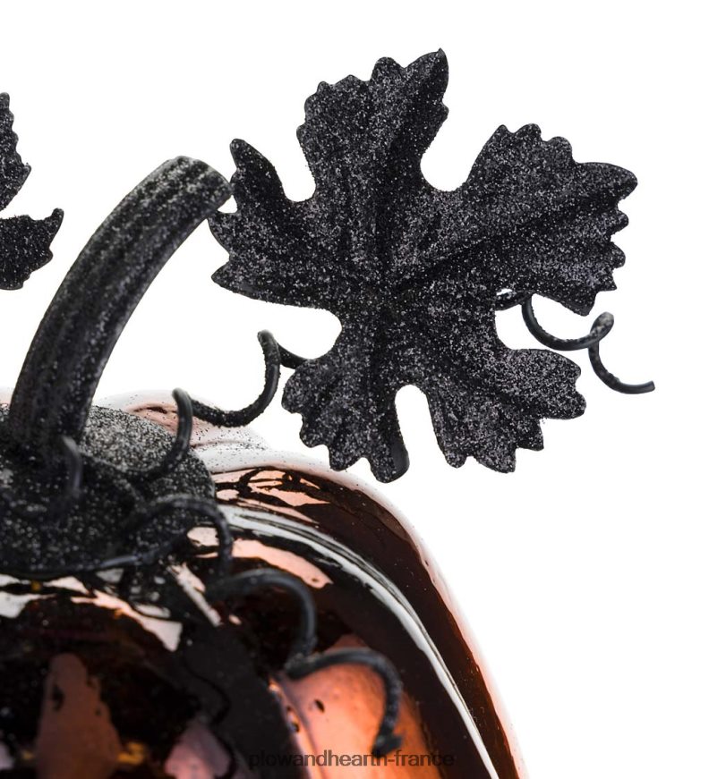 accent d'Halloween citrouille éclairée en verre au mercure - toile d'araignée bleue Plow & Hearth 8642F62411 articles ménagers