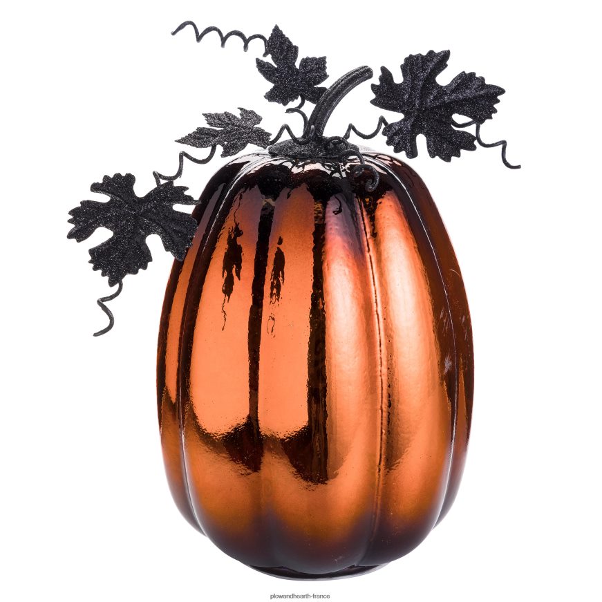 accent d'Halloween citrouille éclairée en verre au mercure - toile d'araignée bleue Plow & Hearth 8642F62411 articles ménagers