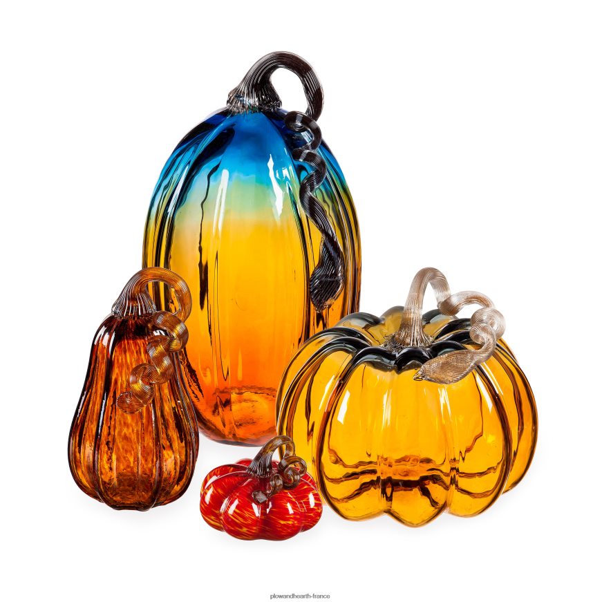 décor de table citrouille en verre, lot de 4 Plow & Hearth 8642F62359 articles ménagers