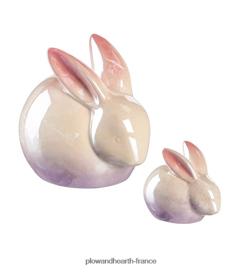 décor de table lapin en céramique, lot de 2 Plow & Hearth 8642F62341 articles ménagers