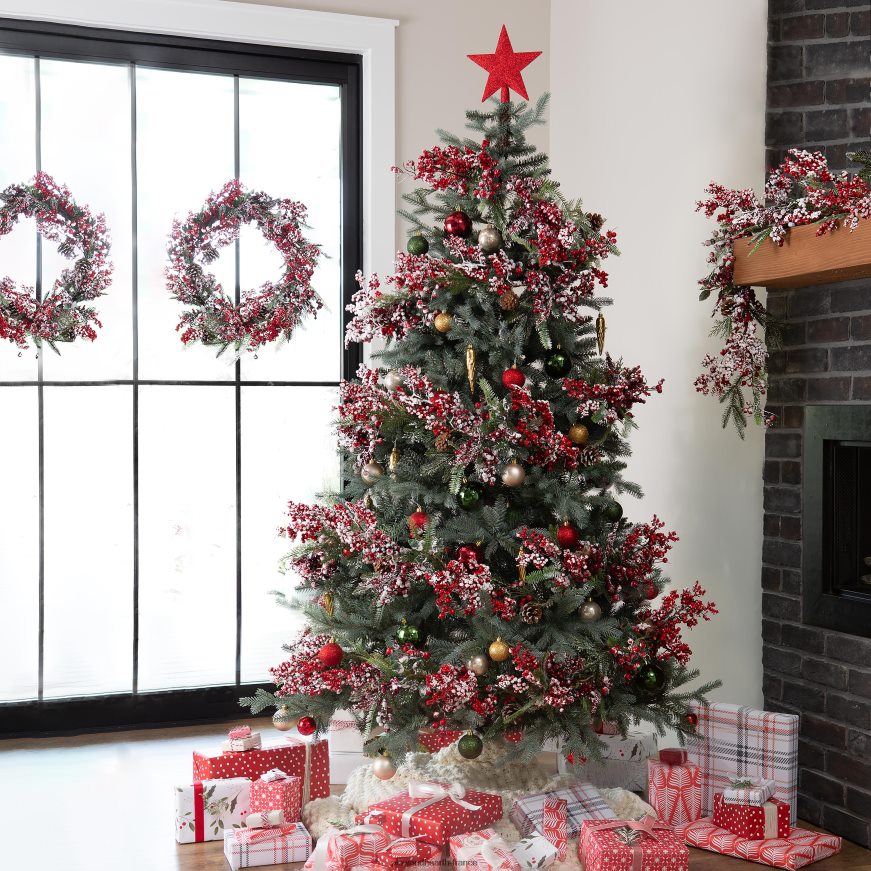 décorations d'arbre de Noël incassables rouge/vert, 33 pièces Plow & Hearth 8642F62330 articles ménagers