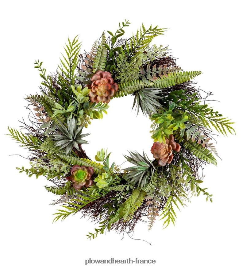 fausse couronne de succulentes et de fougères Plow & Hearth 8642F62456 articles ménagers