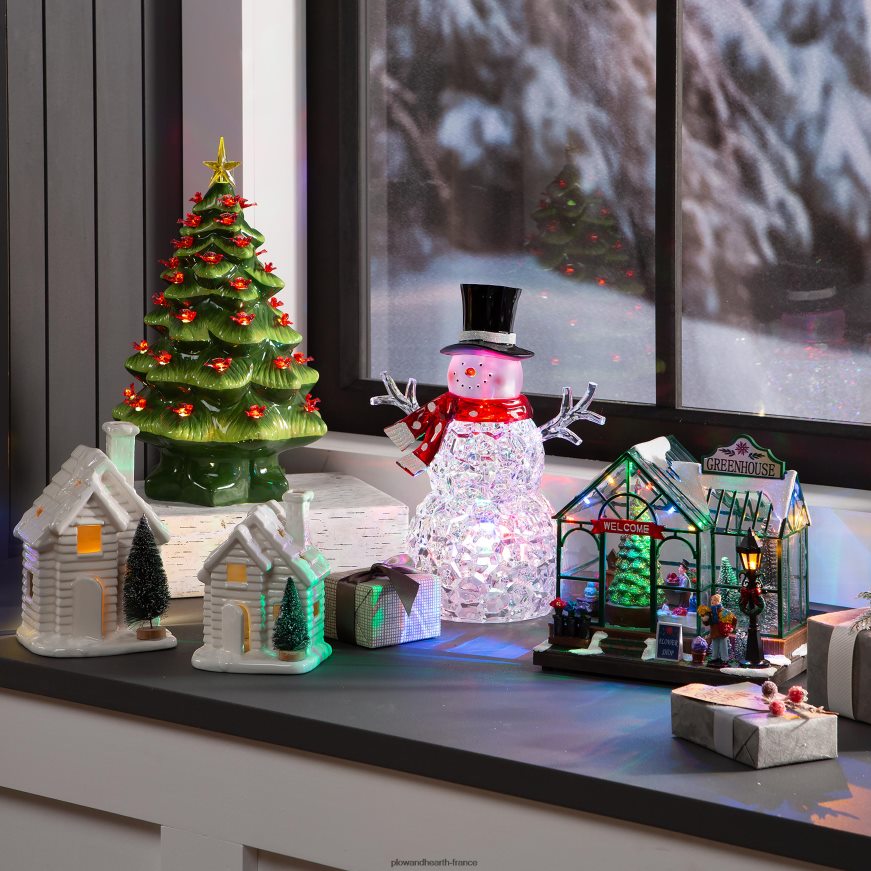 maisons éclairées avec arbres à goupillons, lot de 2 Plow & Hearth 8642F62326 articles ménagers