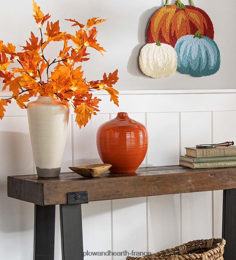 petit vase rond d’Alexandrie en argile fait à la main - bleu Plow & Hearth 8642F62448 articles ménagers