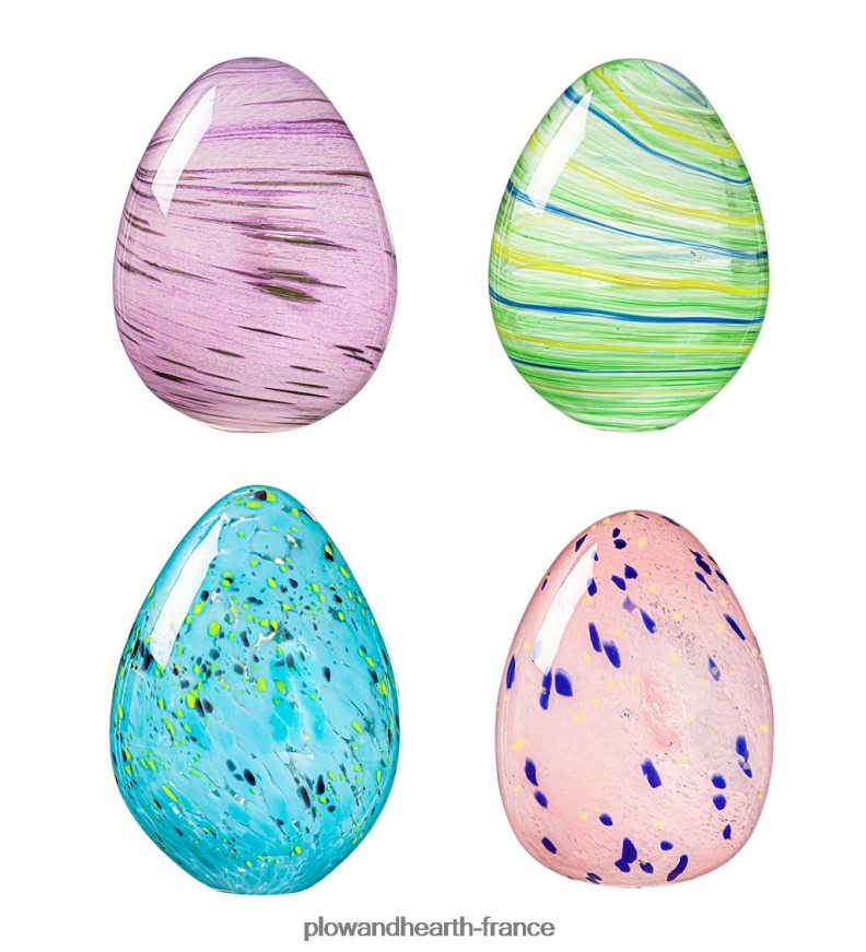 œufs de Pâques en verre coloré, lot de 4 Plow & Hearth 8642F62402 articles ménagers