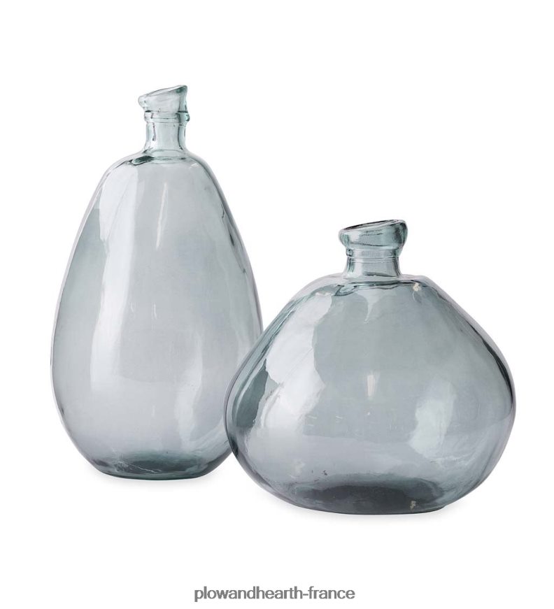 vase ballon en verre recyclé bleu fumé Plow & Hearth 8642F62393 articles ménagers