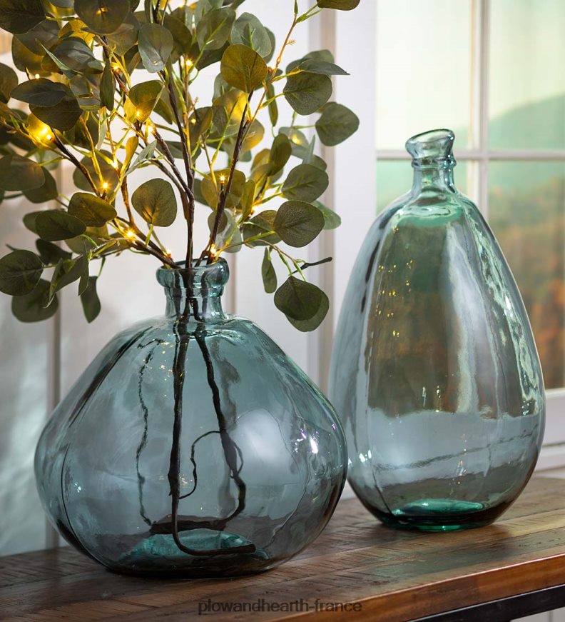 vase ballon en verre recyclé bleu fumé Plow & Hearth 8642F62393 articles ménagers