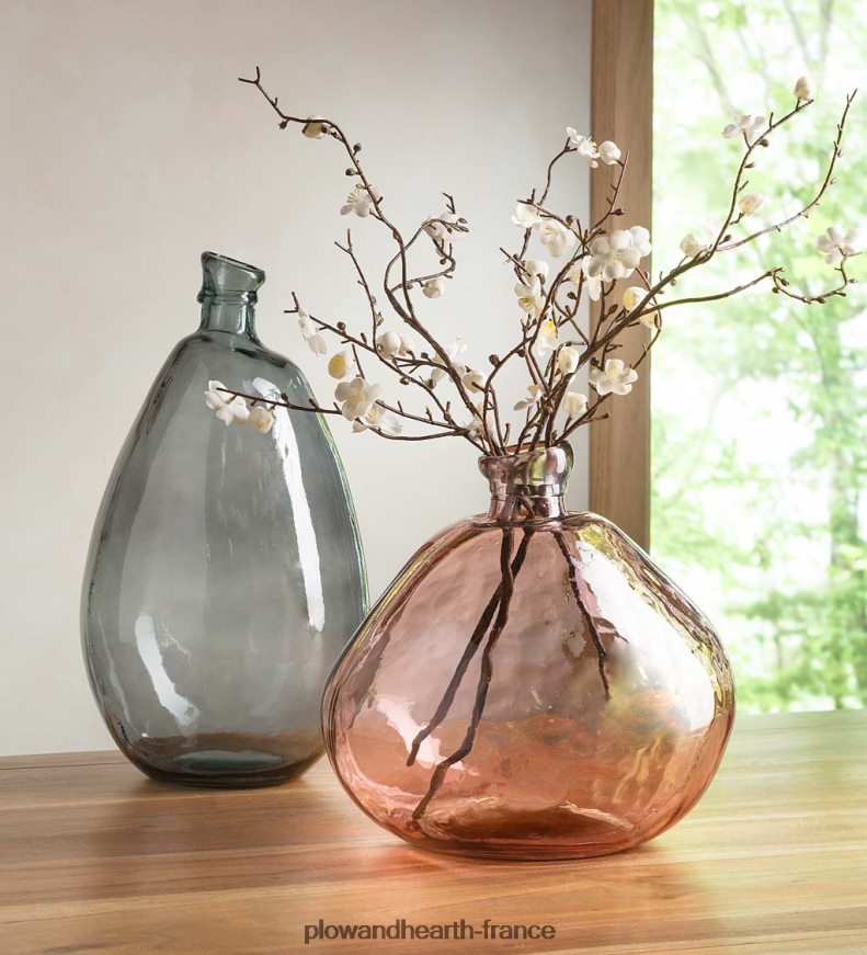 vases ballons en verre recyclé rose et gris, lot de 2 - rose/gris Plow & Hearth 8642F62481 articles ménagers