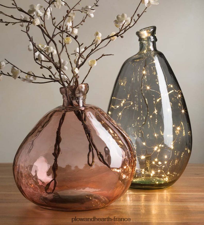 vases ballons en verre recyclé rose et gris, lot de 2 - rose/gris Plow & Hearth 8642F62481 articles ménagers
