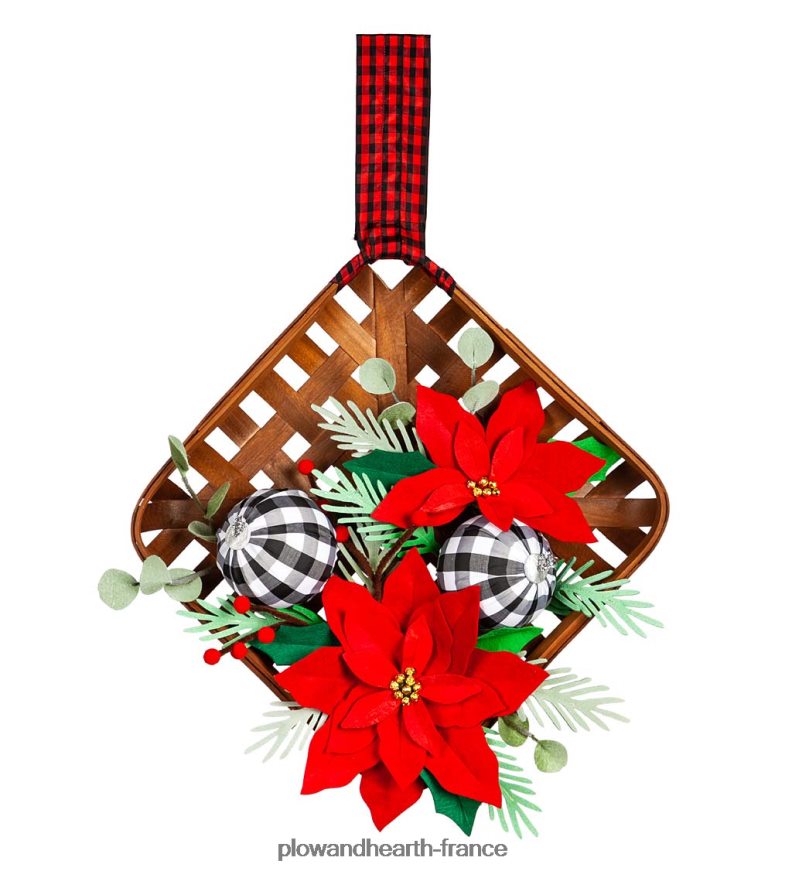 décor de porte panier à tabac poinsettia Plow & Hearth 8642F62274 articles ménagers
