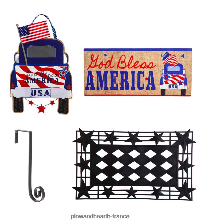 décor de porte patriotique et ensemble de tapis sassafras Plow & Hearth 8642F61967 articles ménagers
