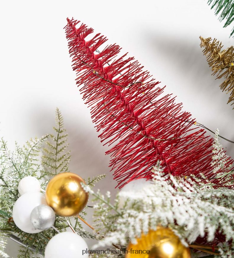 couronne de vacances éclairée avec des arbres à brosses à bouteilles Plow & Hearth 8642F61700 articles ménagers