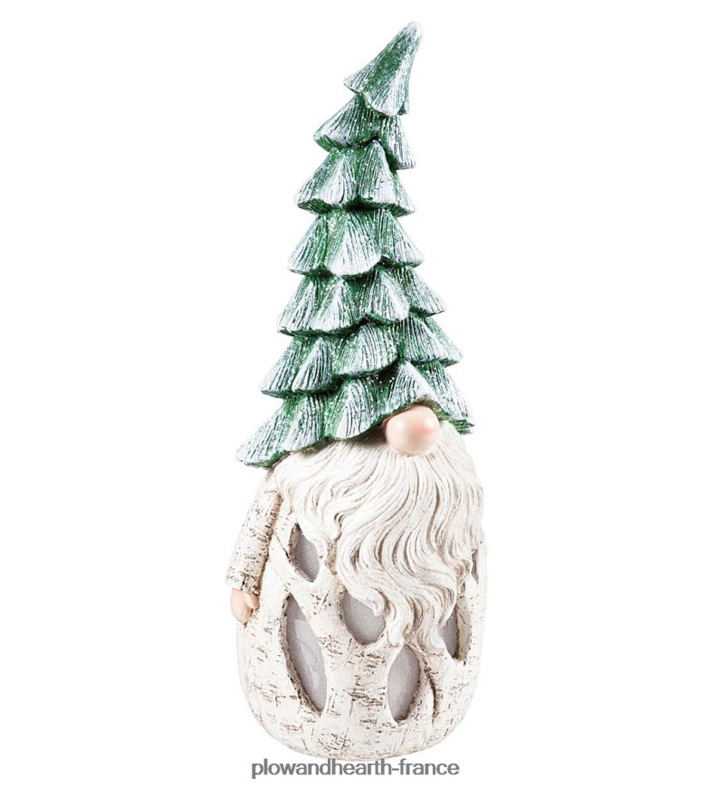 Nain de jardin éclairé en bouleau avec chapeau de pin - vert sapin Plow & Hearth 8642F61685 articles ménagers