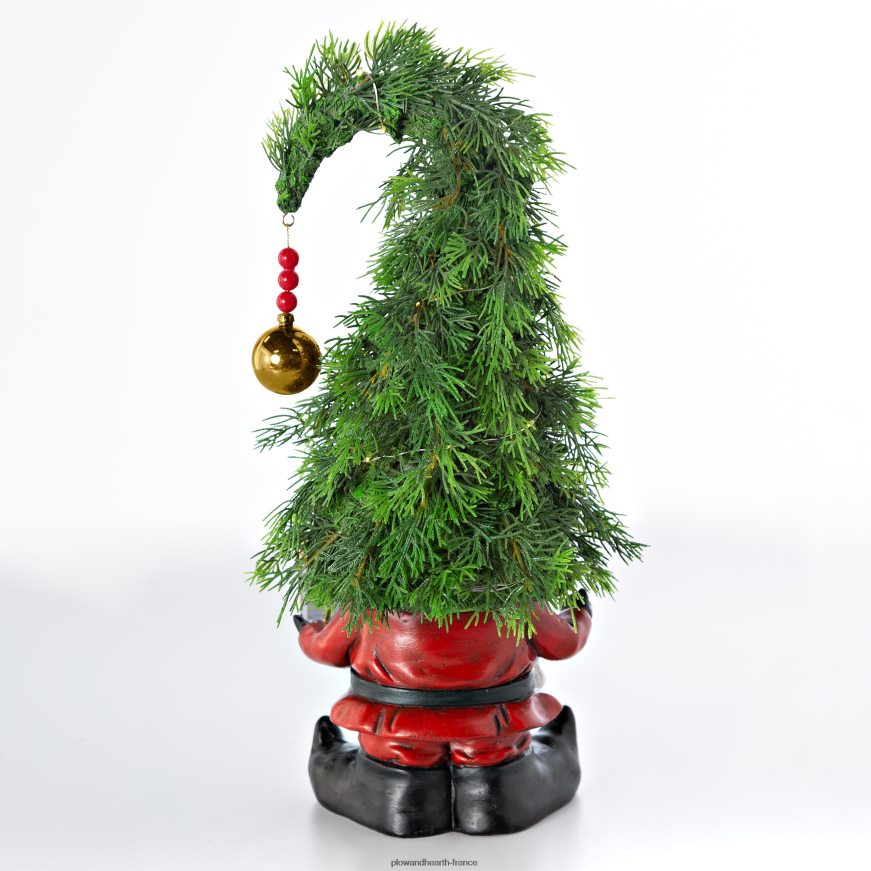 Nain de jardin d'arbre de Noël éclairé de vacances avec cadeau Plow & Hearth 8642F61683 articles ménagers