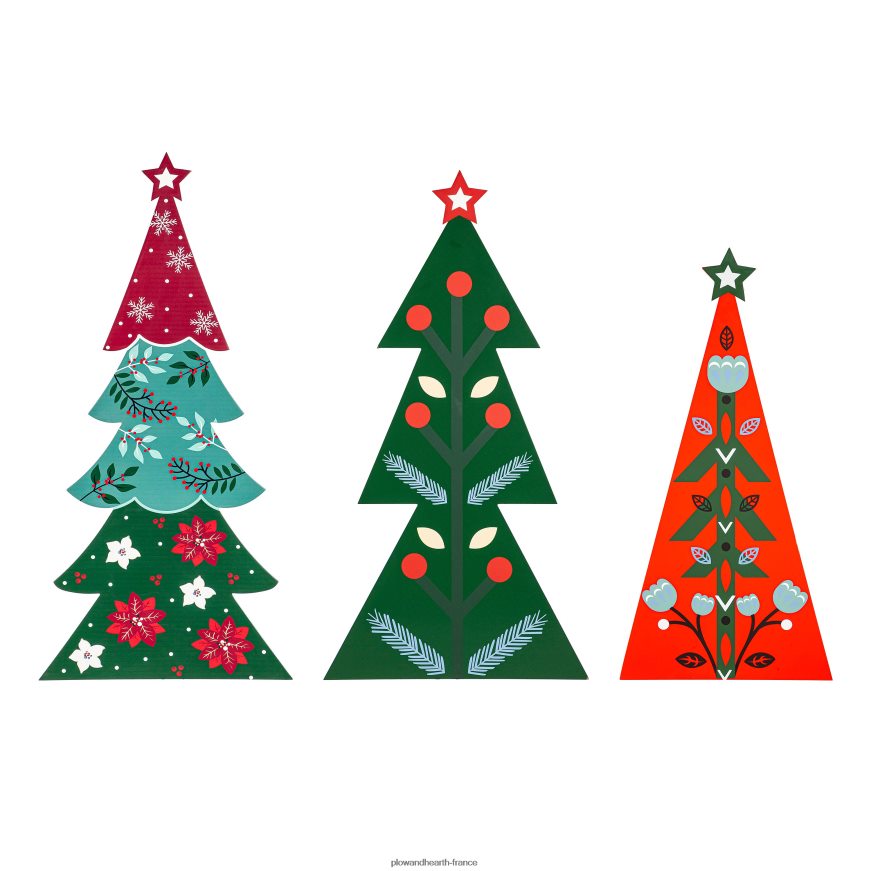 arbres de vacances nordiques en bois, lot de 3 Plow & Hearth 8642F61718 articles ménagers