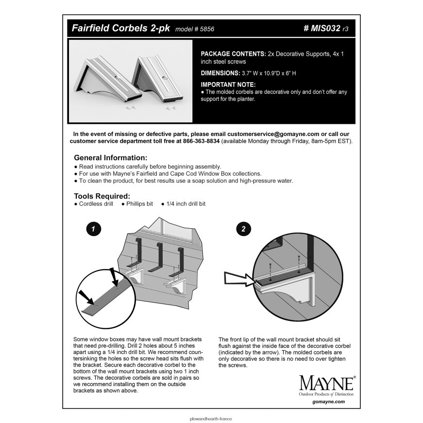 Corbeaux de jardinière Lexington, lot de 2 - blanc Plow & Hearth 8642F61591 articles ménagers