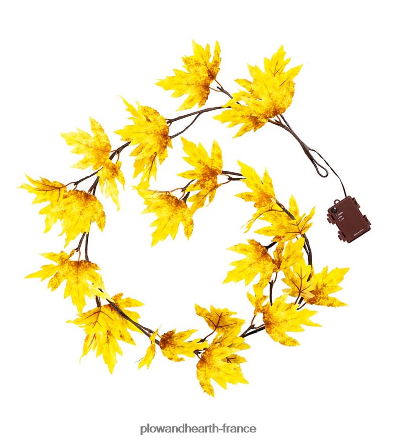 Guirlande de feuilles d'érable à sucre doré éclairée intérieure/extérieure avec 24 lumières Plow & Hearth 8642F61562 articles ménagers