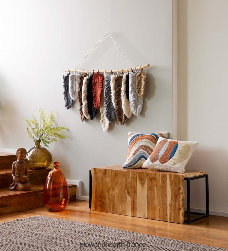 banc cascade en bois d'acacia live-edge Plow & Hearth 8642F62068 articles ménagers