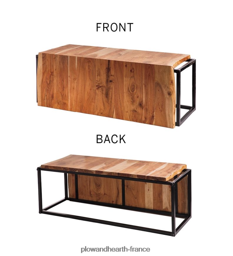 banc cascade en bois d'acacia live-edge Plow & Hearth 8642F62068 articles ménagers