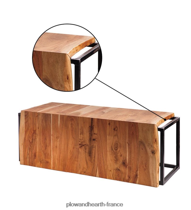 banc cascade en bois d'acacia live-edge Plow & Hearth 8642F62068 articles ménagers