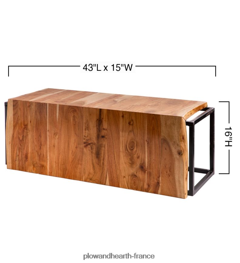 banc cascade en bois d'acacia live-edge Plow & Hearth 8642F62068 articles ménagers