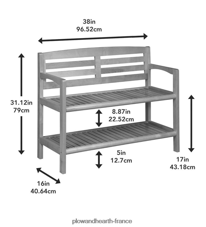banc d'entrée en bois - expresso Plow & Hearth 8642F62063 articles ménagers