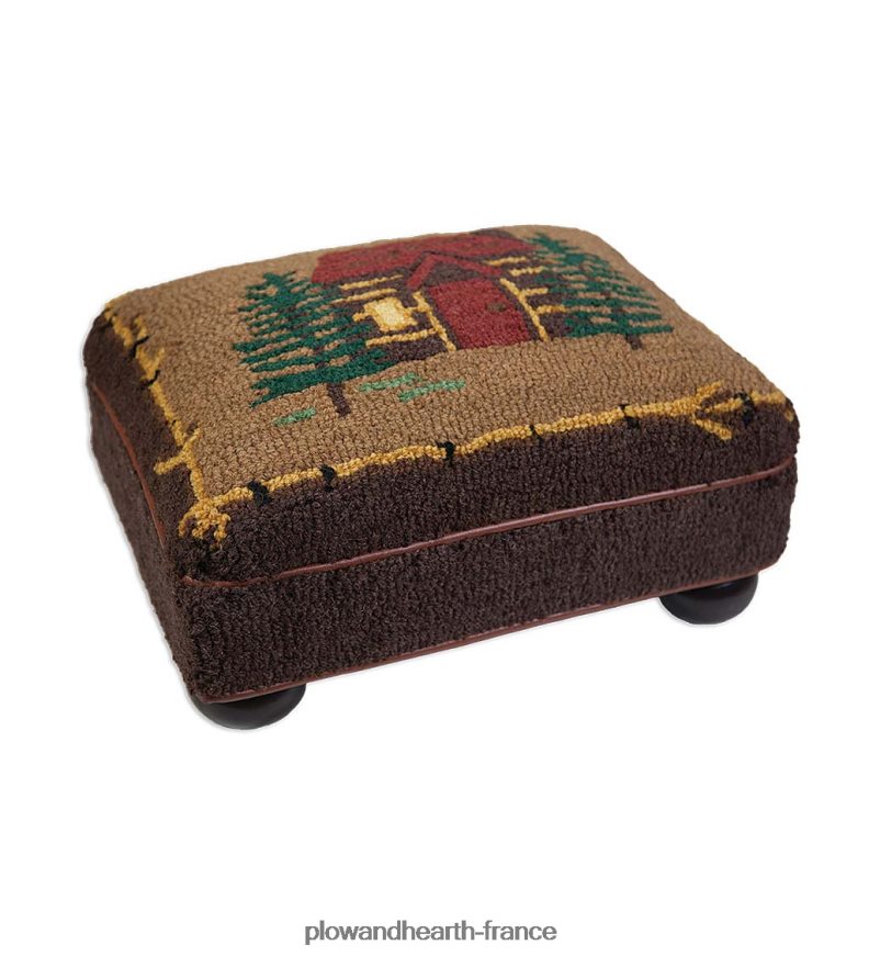 tabouret cabine en laine et cuir crocheté à la main Plow & Hearth 8642F62072 articles ménagers