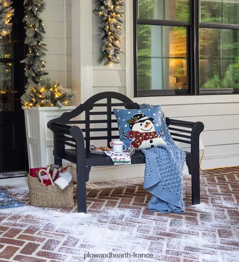 coussin décoratif bonhomme de neige en polypropylène accroché intérieur/extérieur Plow & Hearth 8642F61217 articles ménagers