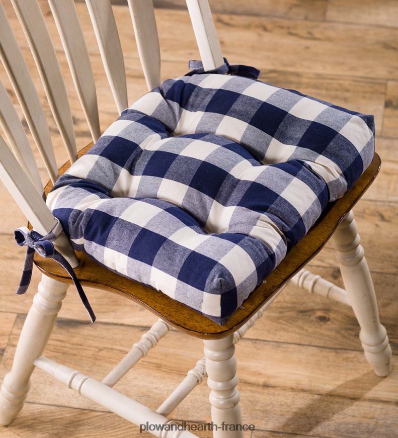Coussin de chaise touffeté réversible à carreaux de buffle avec attaches - bordeaux Plow & Hearth 8642F62097 articles ménagers