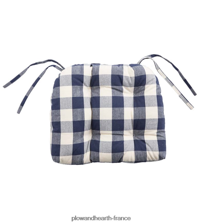 Coussin de chaise touffeté réversible à carreaux de buffle avec attaches - bordeaux Plow & Hearth 8642F62097 articles ménagers