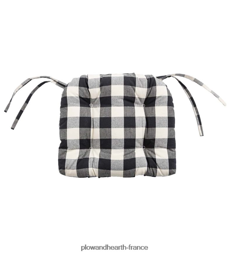 Coussin de chaise touffeté réversible à carreaux de buffle avec attaches - bordeaux Plow & Hearth 8642F62097 articles ménagers