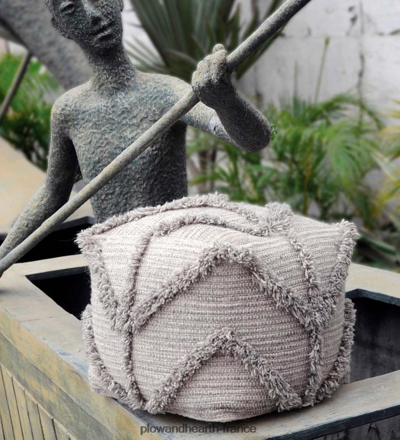 Pouf en laine à franges zigzag, 18 m² - gris Plow & Hearth 8642F62024 articles ménagers
