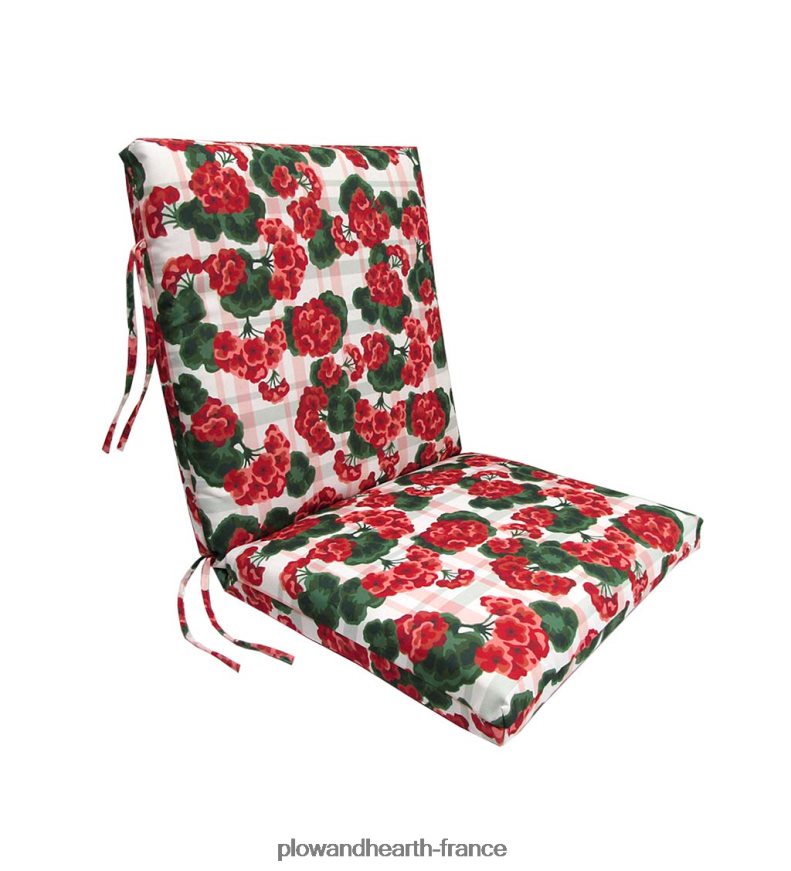 grand coussin de fauteuil club classique en polyester avec attaches, 44 x 22 avec charnière à 22 à partir du bas - hortensia forestier Plow & Hearth 8642F63248 articles ménagers