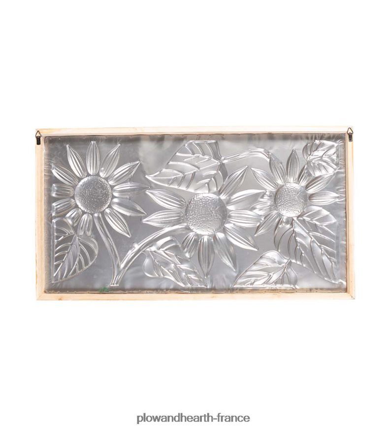 décoration murale en métal gaufré tournesol avec cadre en bois Plow & Hearth 8642F62344 articles ménagers