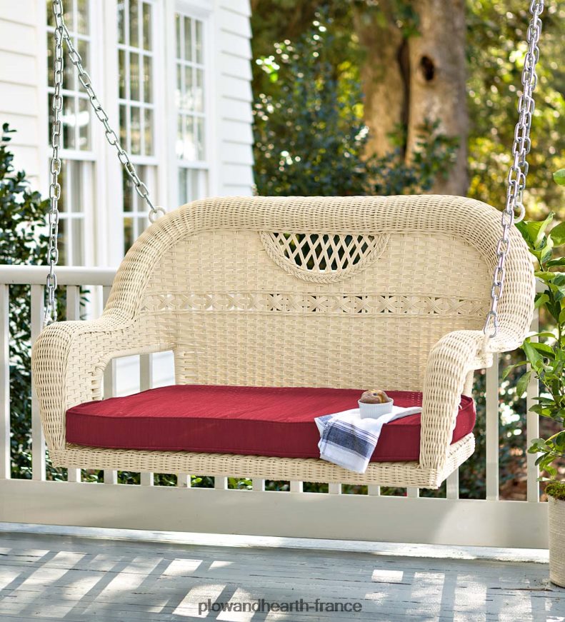 Balançoire en osier Prospect Hill - blanc nuage Plow & Hearth 8642F63233 articles ménagers