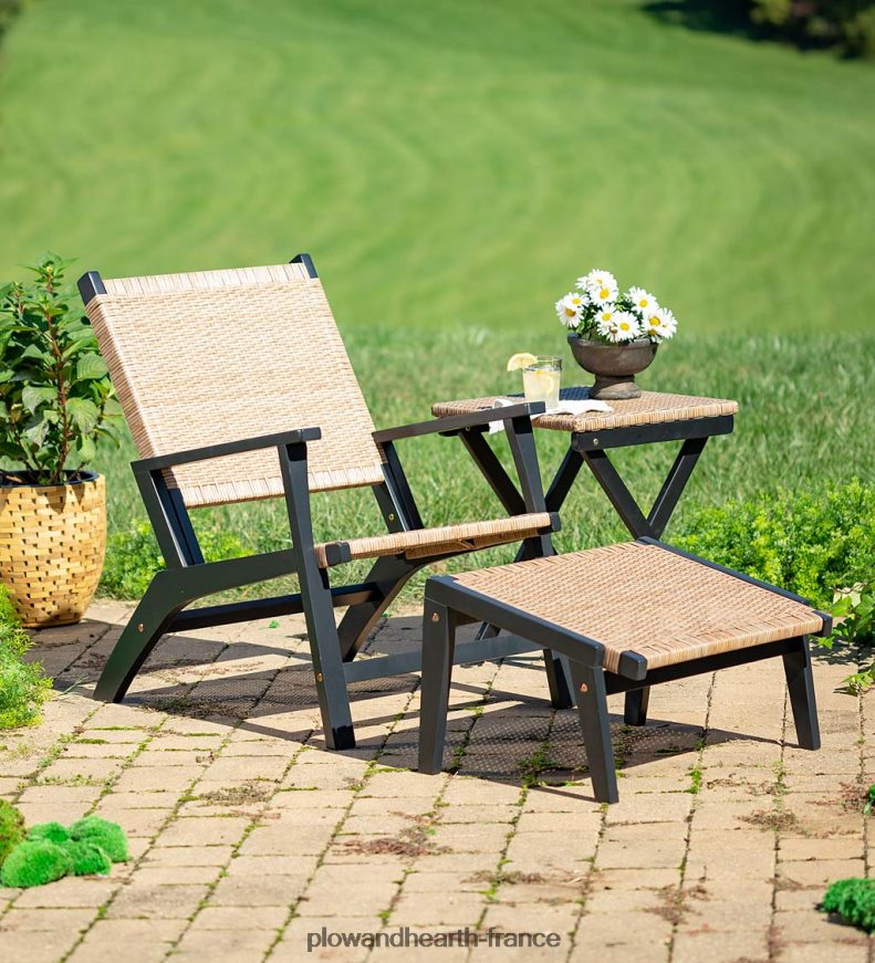 Claytor eucalyptus outdoor 2 chaises et 2 poufs avec table, ensemble 5 pièces - noir Plow & Hearth 8642F61126 articles ménagers