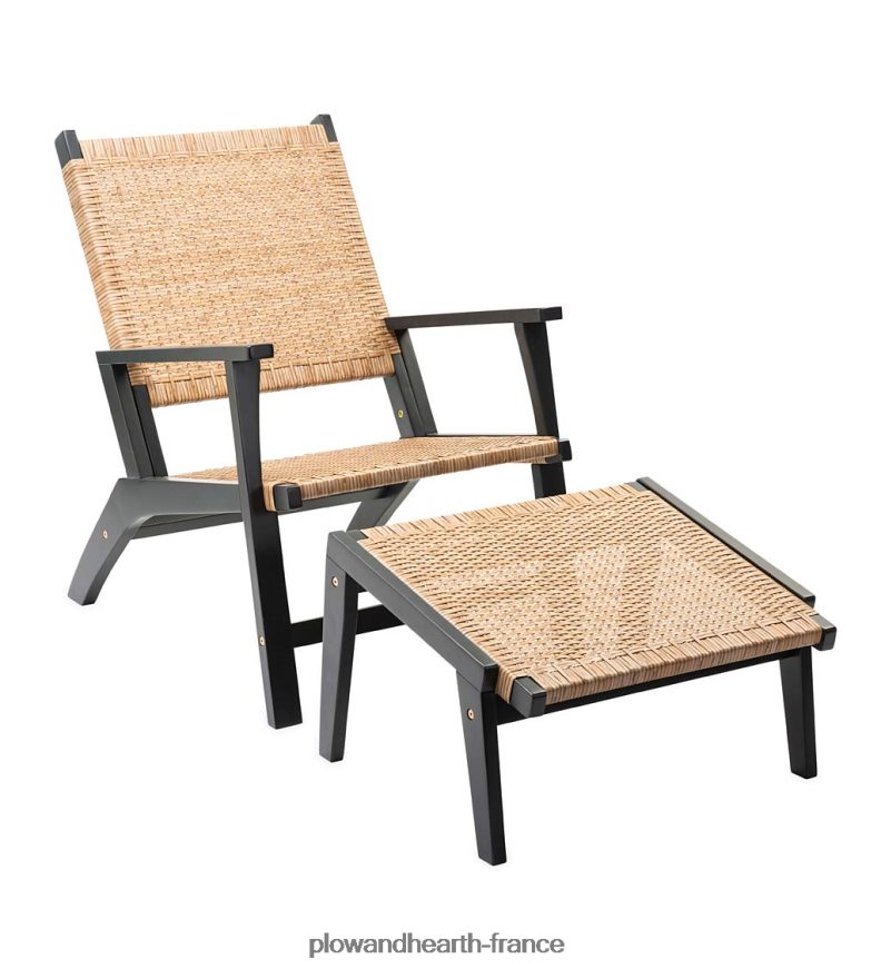 Claytor eucalyptus outdoor 2 chaises et 2 poufs avec table, ensemble 5 pièces - noir Plow & Hearth 8642F61126 articles ménagers