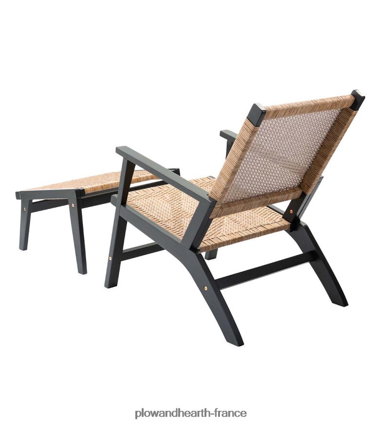 Claytor eucalyptus outdoor 2 chaises et 2 poufs avec table, ensemble 5 pièces - noir Plow & Hearth 8642F61126 articles ménagers