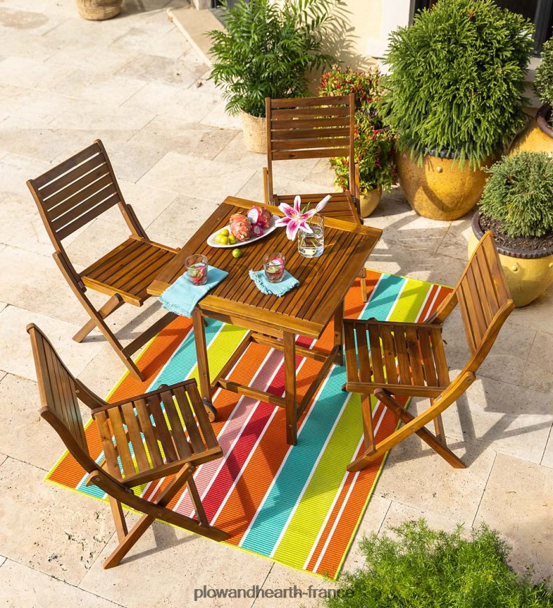 Ensemble de salle à manger intelligent portable en bois d'acacia Kingwood - naturel Plow & Hearth 8642F61151 articles ménagers