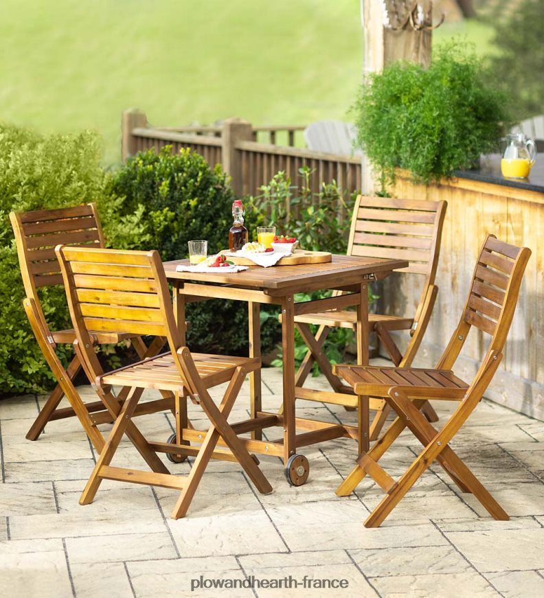 Ensemble de salle à manger intelligent portable en bois d'acacia Kingwood - naturel Plow & Hearth 8642F61151 articles ménagers