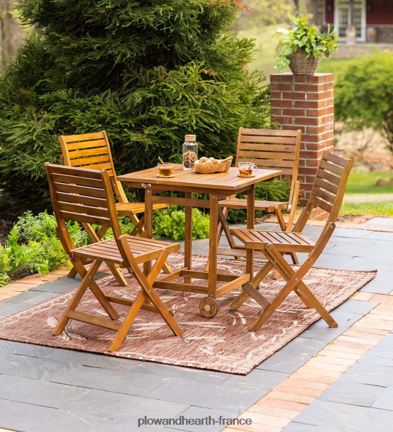 Ensemble de salle à manger intelligent portable en bois d'acacia Kingwood - naturel Plow & Hearth 8642F61151 articles ménagers