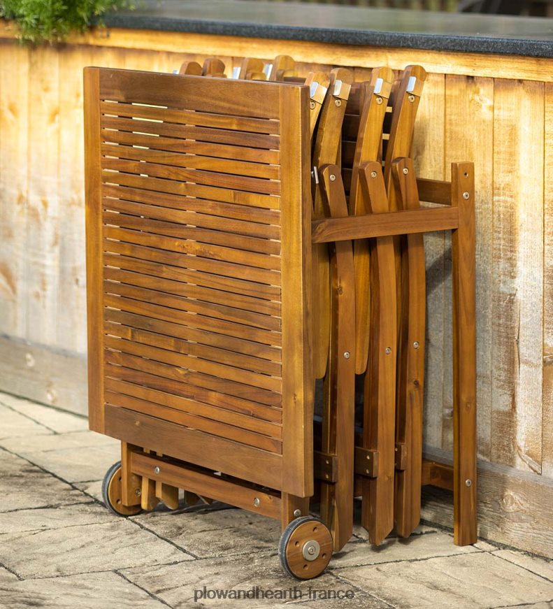 Ensemble de salle à manger intelligent portable en bois d'acacia Kingwood - naturel Plow & Hearth 8642F61151 articles ménagers