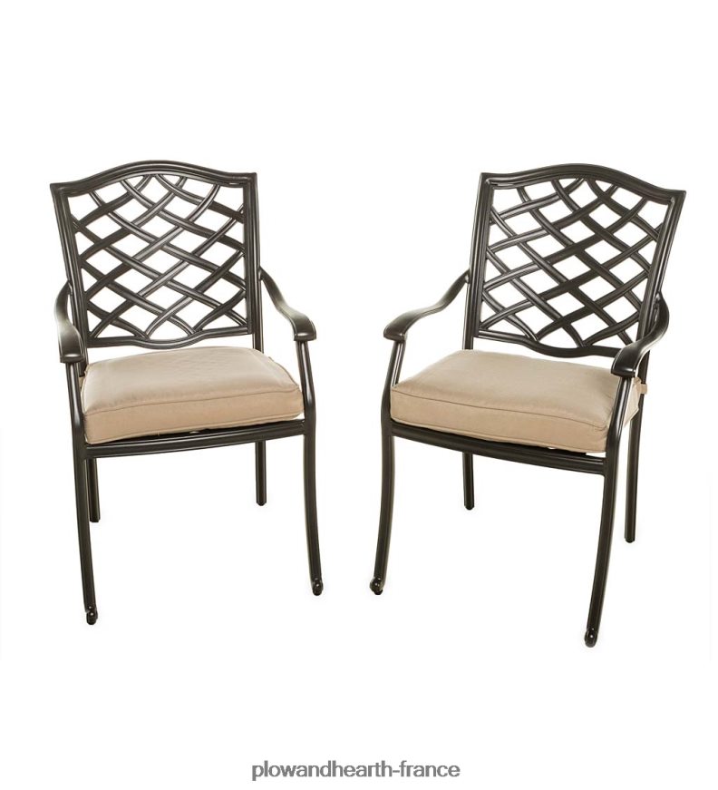 Ensemble de sièges d'extérieur 4 pièces en aluminium moulé Park Grove avec coussins Plow & Hearth 8642F63163 articles ménagers