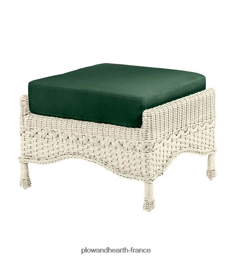 Prospect Hill Outdoor Wicker Deep Seat Ottoman avec coussin - Bois flotté avec coussin vert forêt Plow & Hearth 8642F61112 articles ménagers