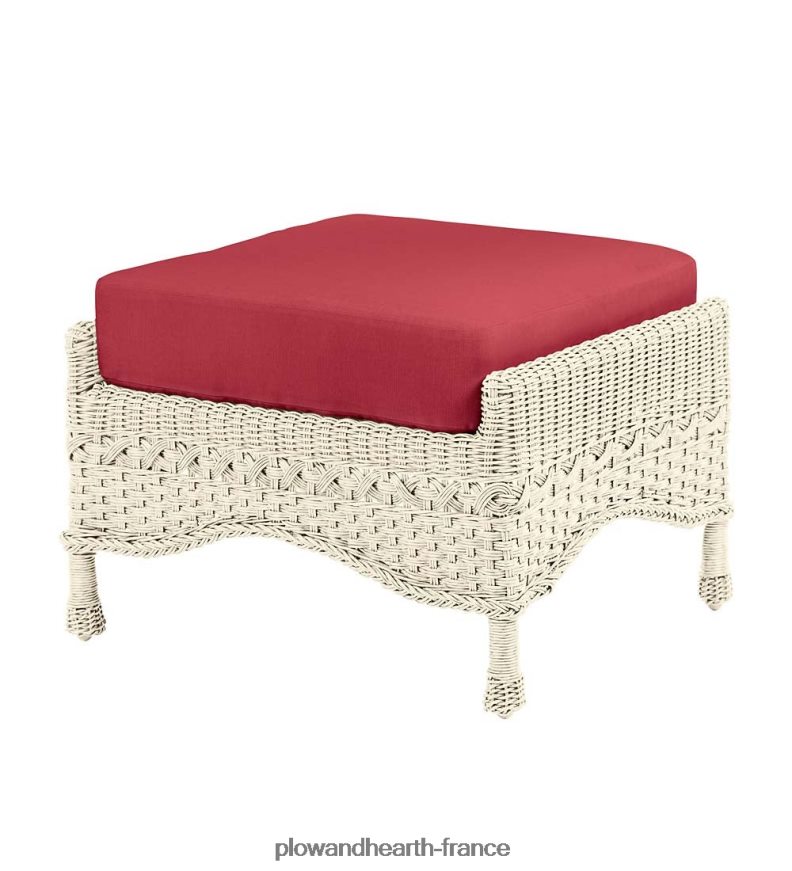 Prospect Hill Outdoor Wicker Deep Seat Ottoman avec coussin - Bois flotté avec coussin vert forêt Plow & Hearth 8642F61112 articles ménagers