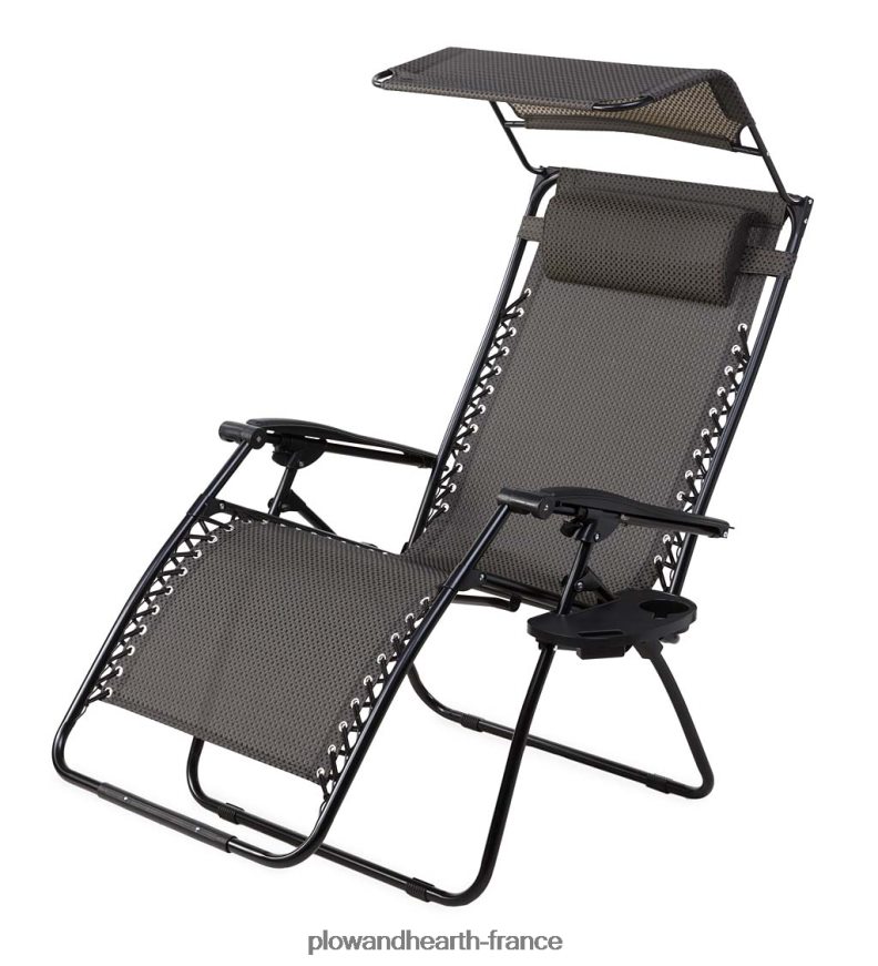 chaise de luxe zéro gravité avec auvent, table et porte-gobelet - feuille Plow & Hearth 8642F61101 articles ménagers