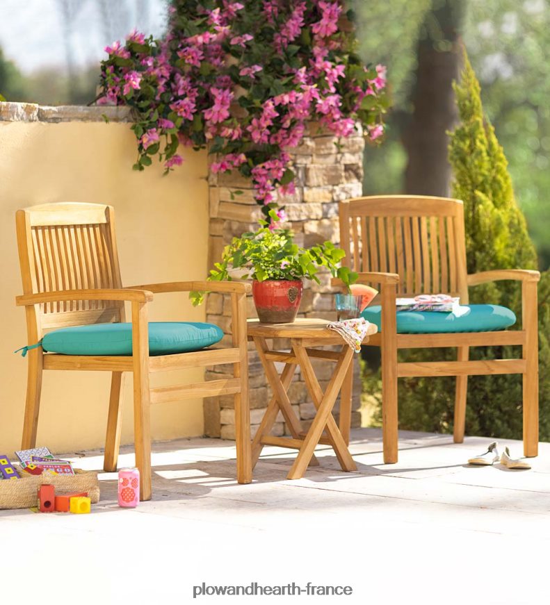 ensemble de conversation en teck, 3 pièces Plow & Hearth 8642F61174 articles ménagers