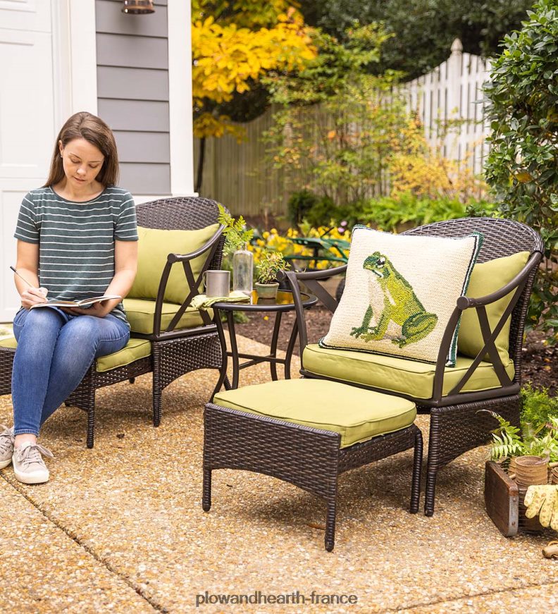 ensemble de meubles de patio en osier avec coussins - vert clair Plow & Hearth 8642F61099 articles ménagers