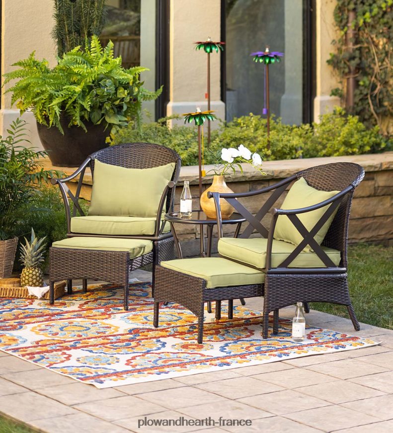 ensemble de meubles de patio en osier avec coussins - vert clair Plow & Hearth 8642F61099 articles ménagers